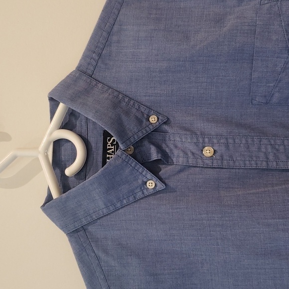 Chaps Easy Care Men's Shirt Blue White 60% Cotton/40% Polyester Medium - Picture 3 of 13